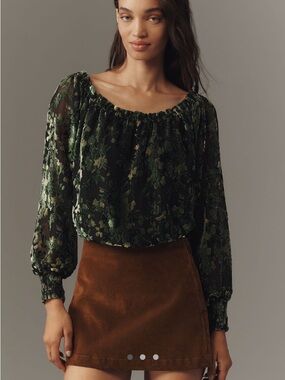 NWT Anthropologie Off-the-shoulder Velvet Burnout Blouse